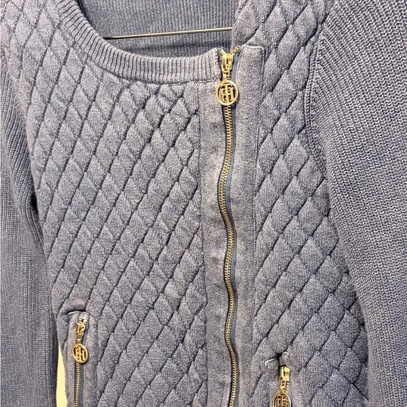 Tommy Hilfiger vintage Blue Quilted Longsleeve sweater Sz Medium - Picture 5 of 7